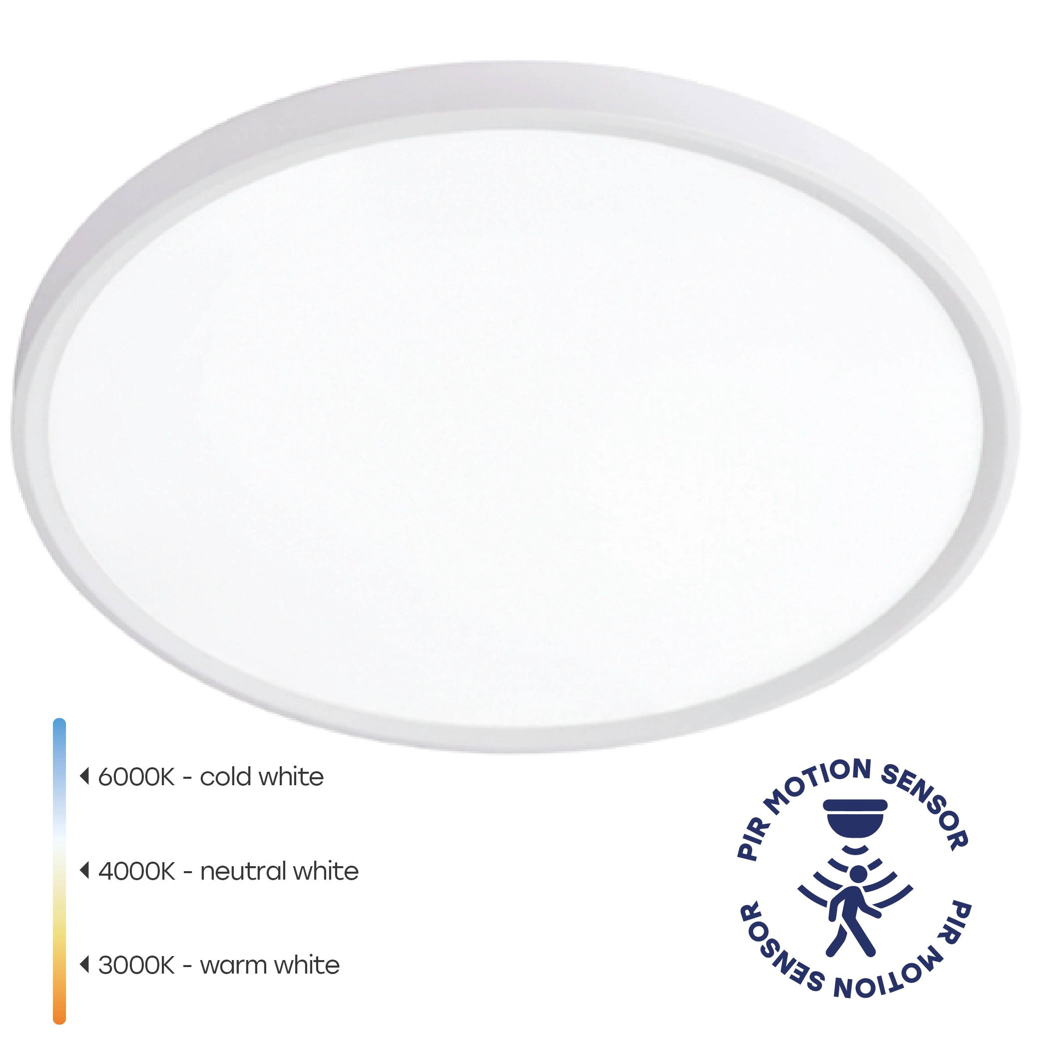 LED Ūdensizturīgs gaismeklis ar PIR kustības sensoru 32W, 3CCT, 3840Lm, IP44, Ø 400 x 25 mm